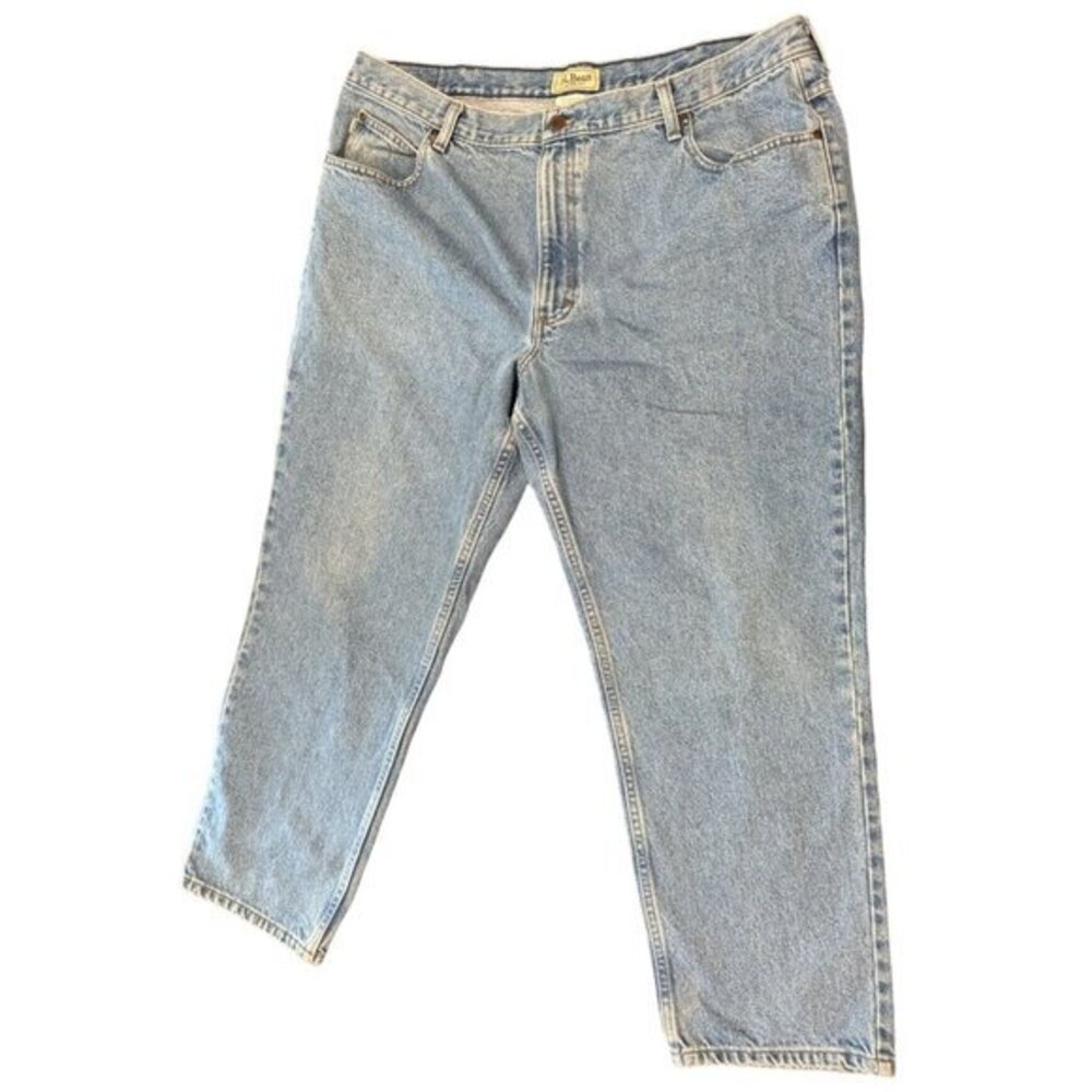 LL Bean Jeans Mens 44x29 Blue Straight Leg Natural Fit Cotton Denim Workwear |P1